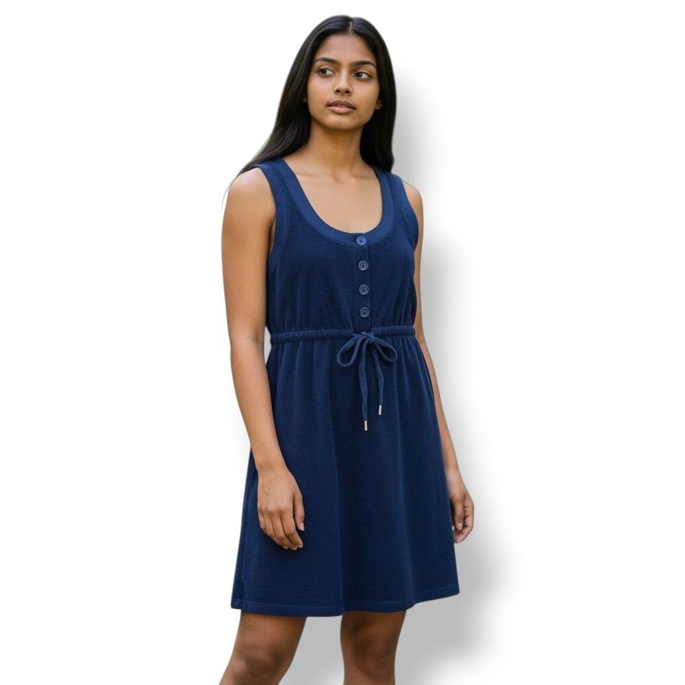 NEW Vintage Juicy Couture Navy Blue Terry Cloth Sleeveless Dress Size Medium